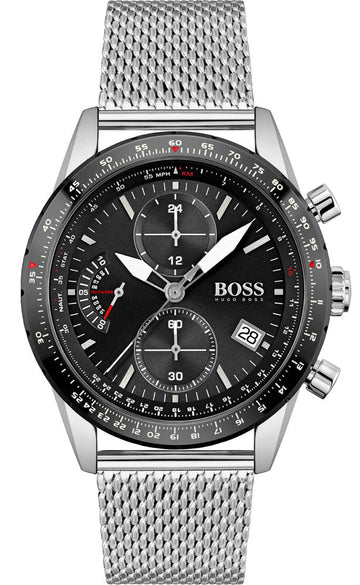  Shop Authentic Hugo Boss Pilot Edition Black Dial Silver Mesh Bracelet Watch for Men - 1513886 - Luxxuri