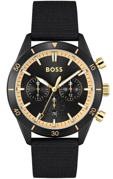  Shop Authentic Hugo Boss Santiago Black Dial Black Nylon Strap Watch for Men - 1513935 - Luxxuri
