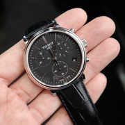  Shop Authentic Tissot Carson Premium Chronograph Black Dial Black Leather Strap Watch For Men - T122.417.16.051.00 - Luxxuri