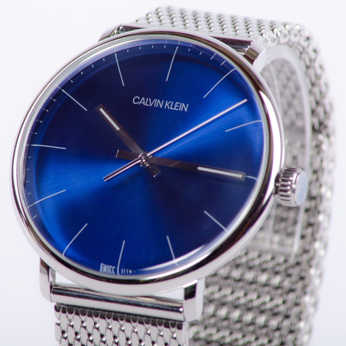  Shop Authentic Calvin Klein High Noon Quartz Blue Dial Silver Mesh Bracelet Watch for Men - K8M2112N - Luxxuri