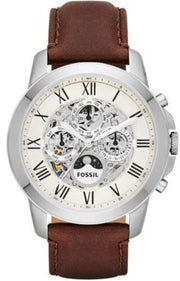  Shop Authentic Fossil Grant Automatic White Dial Brown Leather Strap Watch for Men - ME3052 - Luxxuri