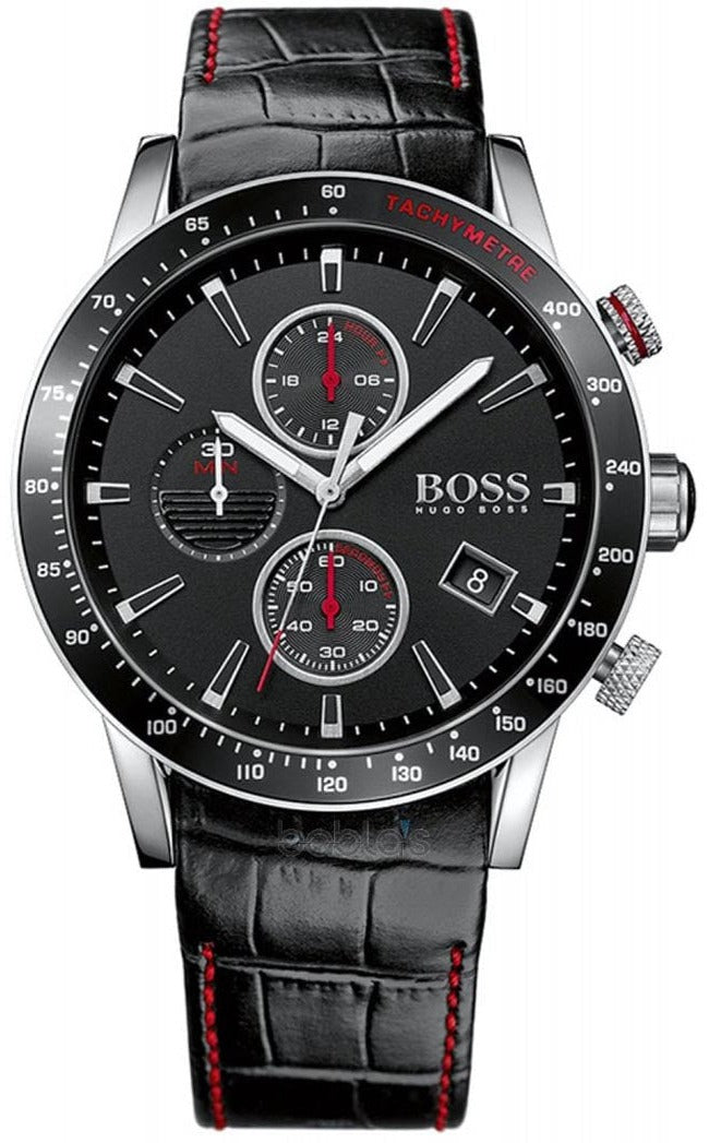  Shop Authentic Hugo Boss Rafale Chronograph Black Dial Black Leather Strap Watch For Men - 1513390 - Luxxuri