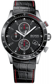  Shop Authentic Hugo Boss Rafale Chronograph Black Dial Black Leather Strap Watch For Men - 1513390 - Luxxuri