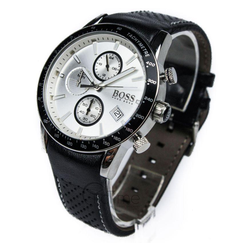  Shop Authentic Hugo Boss Rafale Chronograph Quartz Silver Dial Black Leather Strap Watch For Men - 1513403 - Luxxuri