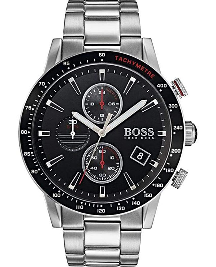  Shop Authentic Hugo Boss Rafale Chronograph Black Dial Silver Steel Strap Watch for Men - 1513509 - Luxxuri