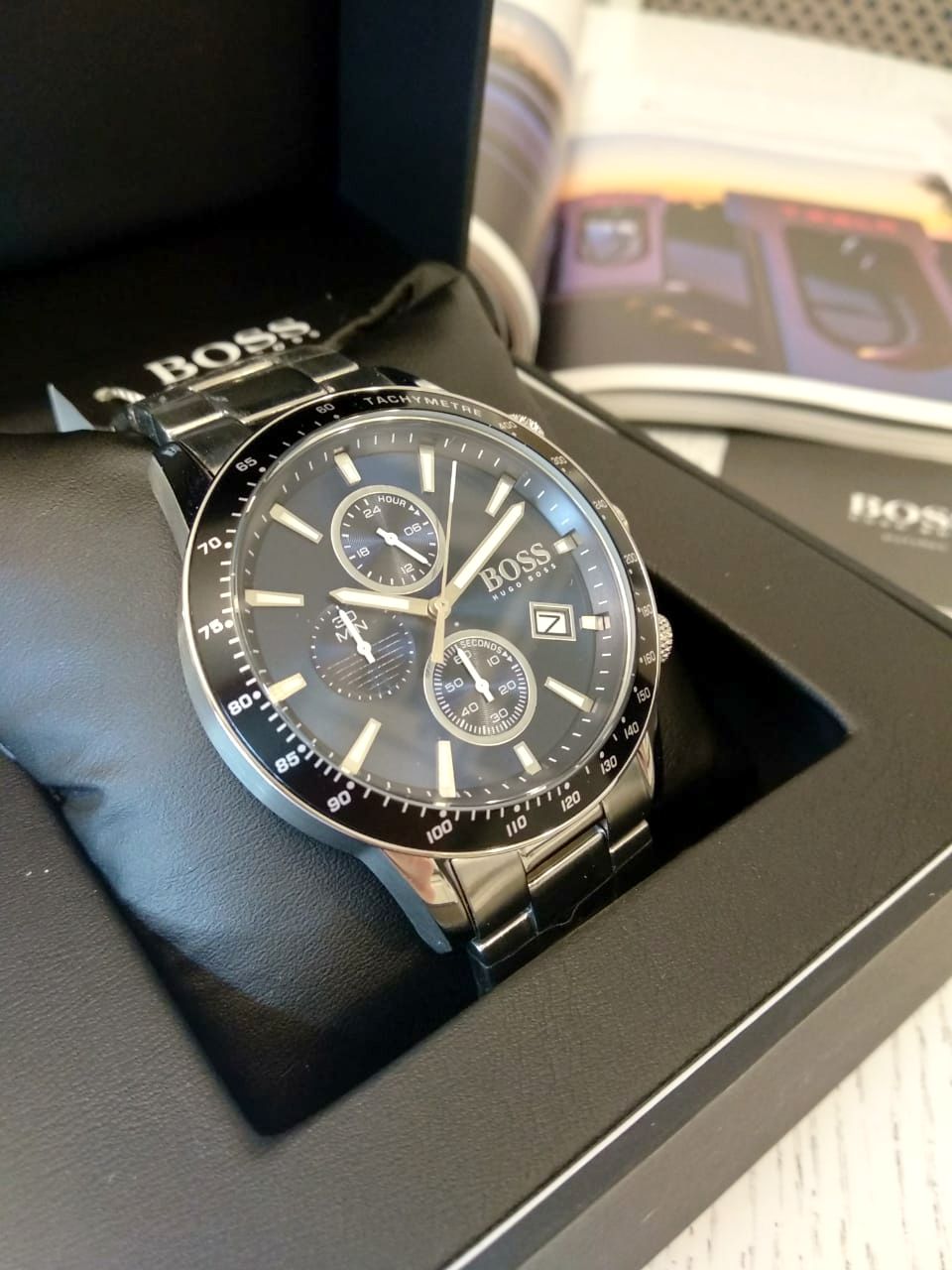 Shop Authentic Hugo Boss Rafale Quartz Blue Dial Silver Steel Strap Watch for Men - 1513510 - Luxxuri