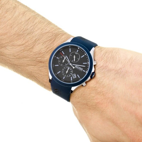  Shop Authentic Hugo Boss Grand Prix Chronograph Black Dial Blue Leather Strap Watch for Men - 1513563 - Luxxuri