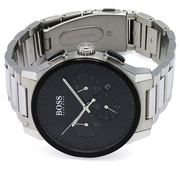  Shop Authentic Hugo Boss Peak Black Dial Silver Steel Strap Watch for Men - 1513762 - Luxxuri