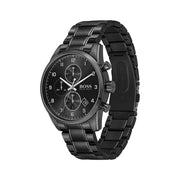  Shop Authentic Hugo Boss Skymaster Chronograph Black Dial Black Steel Strap Watch for Men - 1513785 - Luxxuri