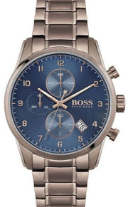  Shop Authentic Hugo Boss Skymaster Blue Dial Brown Steel Strap Watch for Men - 1513788 - Luxxuri