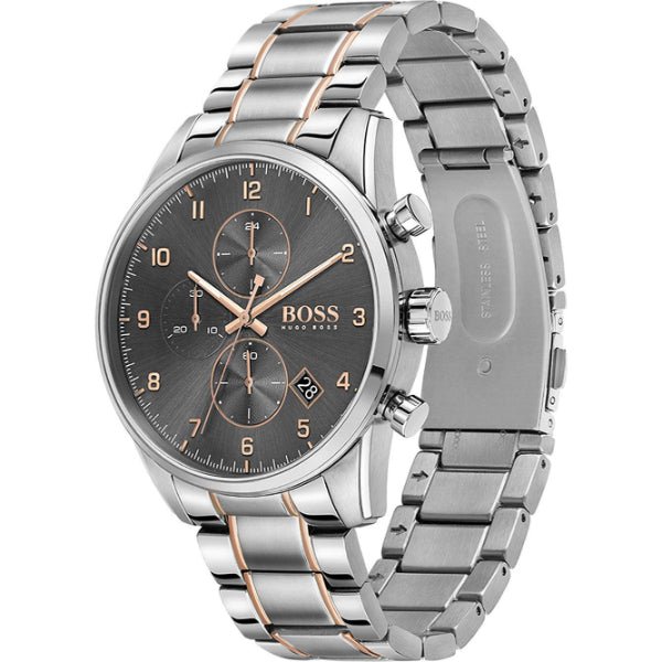  Shop Authentic Hugo Boss Skymaster Grey Dial Two Tone Steel Strap Watch for Men - 1513789 - Luxxuri