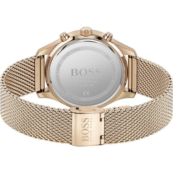  Shop Authentic Hugo Boss Associate Black Dial Rose Gold Mesh Bracelet Watch for Men - 1513806 - Luxxuri