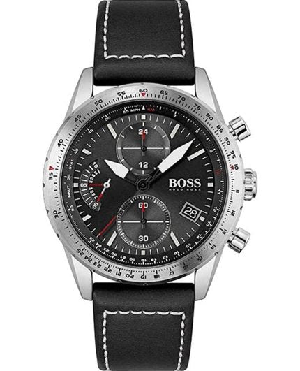  Shop Authentic Hugo Boss Pilot Edition Black Dial Black Leather Strap Watch for Men - 1513853 - Luxxuri
