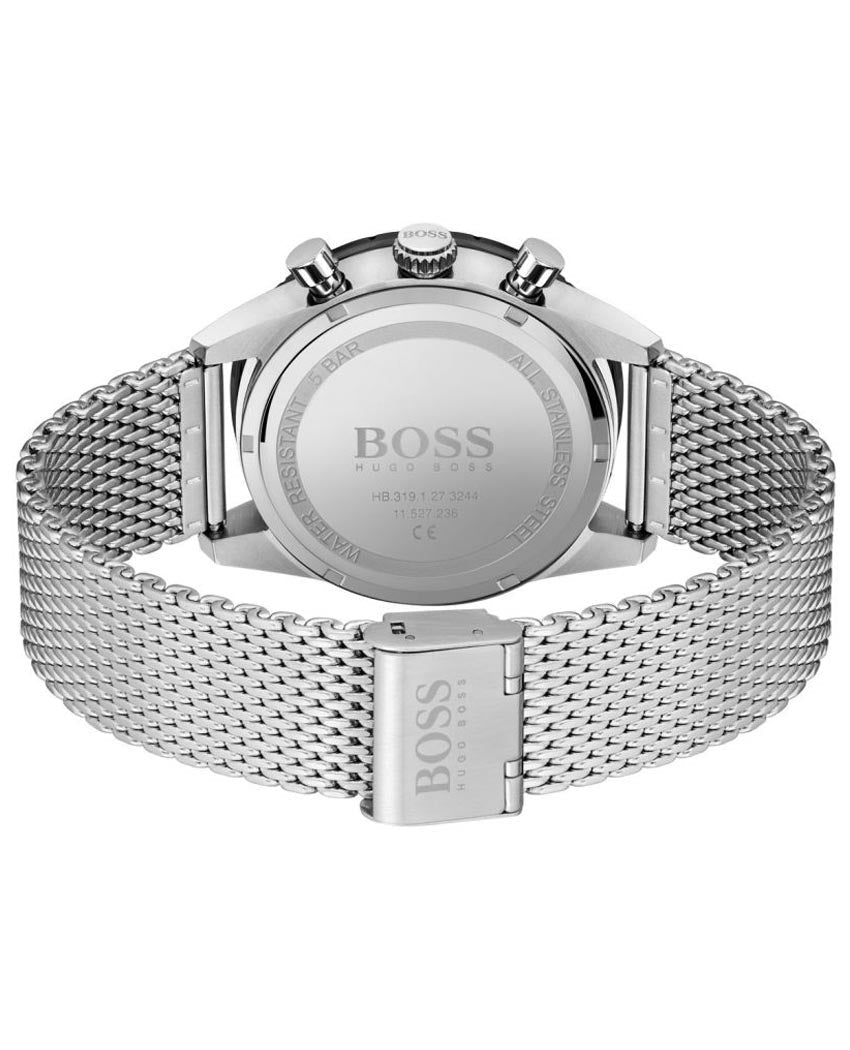  Shop Authentic Hugo Boss Admiral Black Dial Silver Mesh Bracelet Watch for Men - 1513904 - Luxxuri