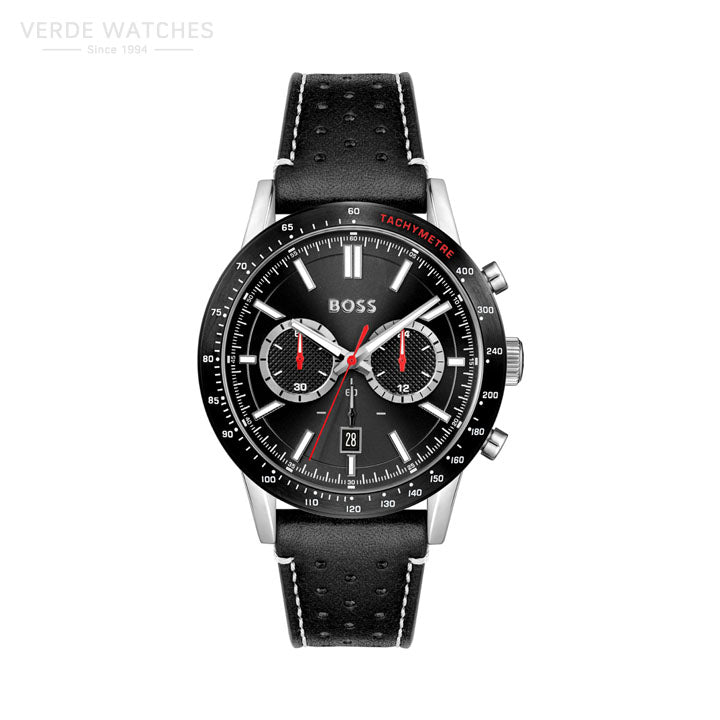  Shop Authentic Hugo Boss Allure Black Dial Black Leather Strap Watch for Men - 1513920 - Luxxuri