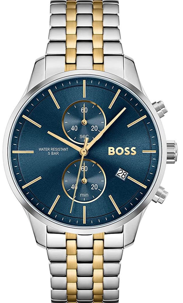  Shop Authentic Hugo Boss Associate Blue Dial Two Tone Steel Strap Watch for Men - 1513976 - Luxxuri