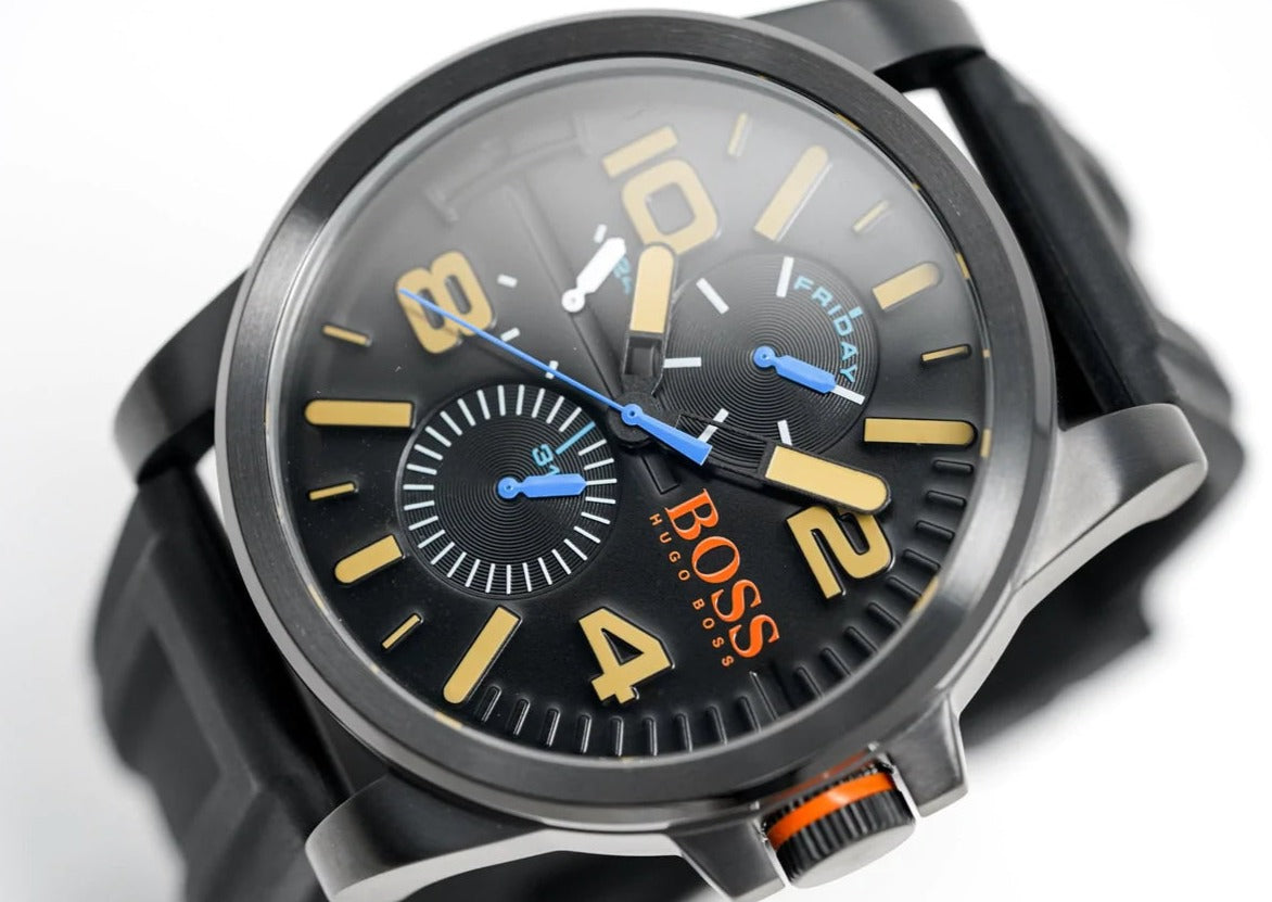  Shop Authentic Hugo Boss Orange Detroit Analog Black Dial Black Silicone Strap Watch For Men - 1550011 - Luxxuri