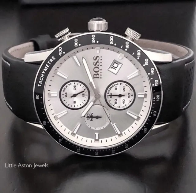  Shop Authentic Hugo Boss Rafale Chronograh Quartz White Dial Black Leather Strap Watch For Men - HB1513403 - Luxxuri
