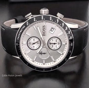  Shop Authentic Hugo Boss Rafale Chronograh Quartz White Dial Black Leather Strap Watch For Men - HB1513403 - Luxxuri
