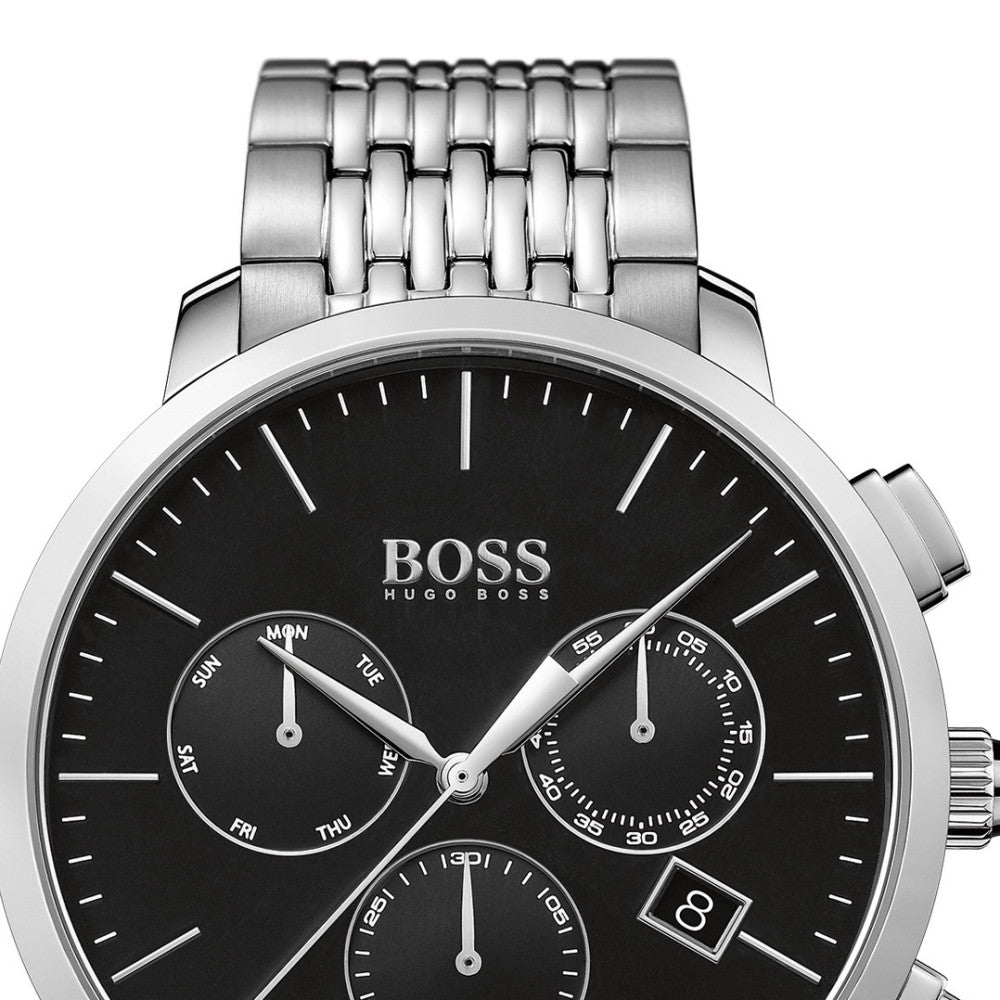  Shop Authentic Hugo Boss Associate Black Dial Silver Steel Strap Watch for Men - 1513267 - Luxxuri