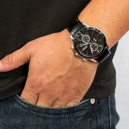  Shop Authentic Hugo Boss Rafale Chronograph Grey Dial Black Leather Strap Watch For Men - HB1513445 - Luxxuri