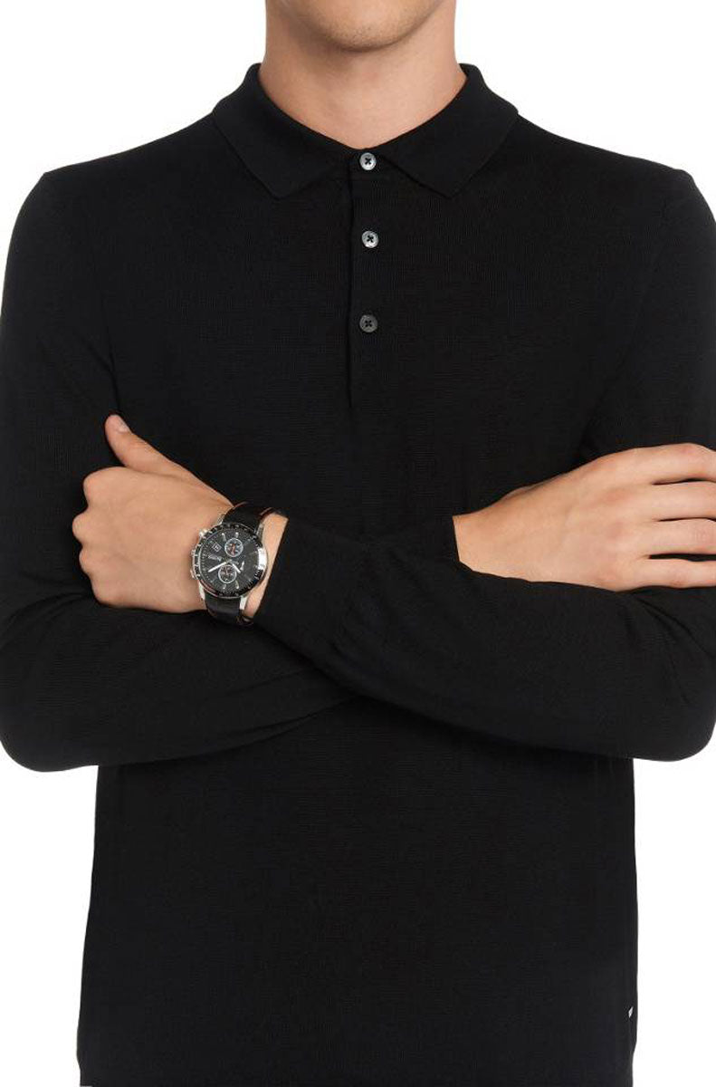  Shop Authentic Hugo Boss Rafale Chronograph Black Dial Black Leather Strap Watch For Men - 1513390 - Luxxuri