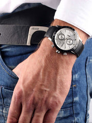  Shop Authentic Hugo Boss Rafale Chronograph Quartz Silver Dial Black Leather Strap Watch For Men - 1513403 - Luxxuri