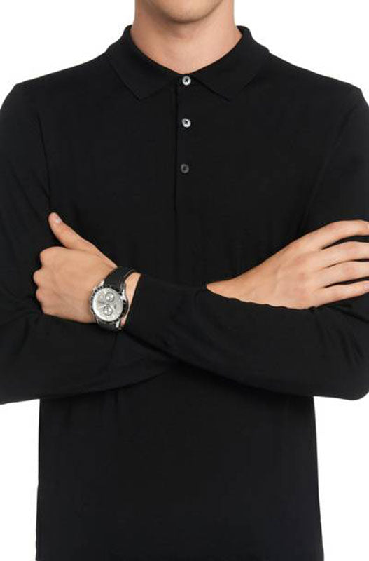  Shop Authentic Hugo Boss Rafale Chronograph Quartz Silver Dial Black Leather Strap Watch For Men - 1513403 - Luxxuri