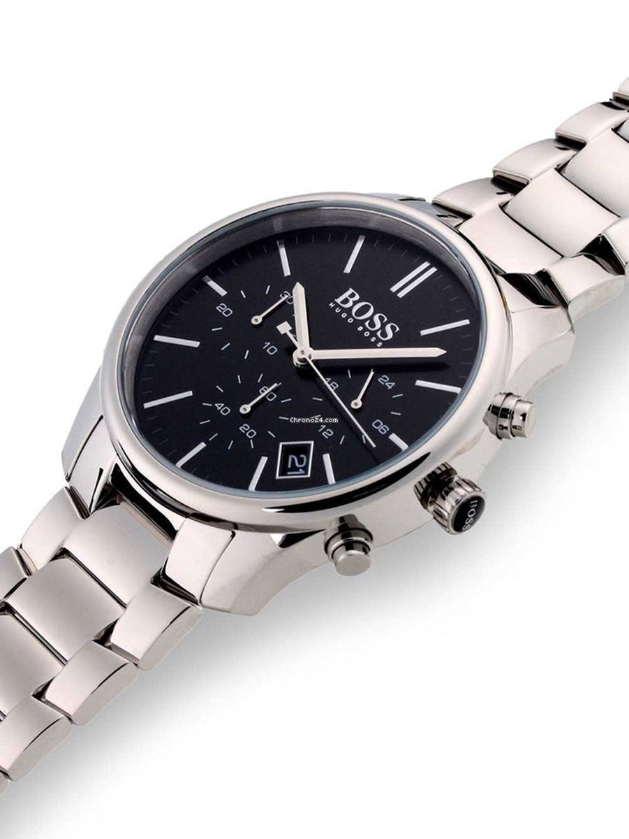  Shop Authentic Hugo Boss Commander Black Dial Silver Steel Strap Watch for Men - 1513433 - Luxxuri