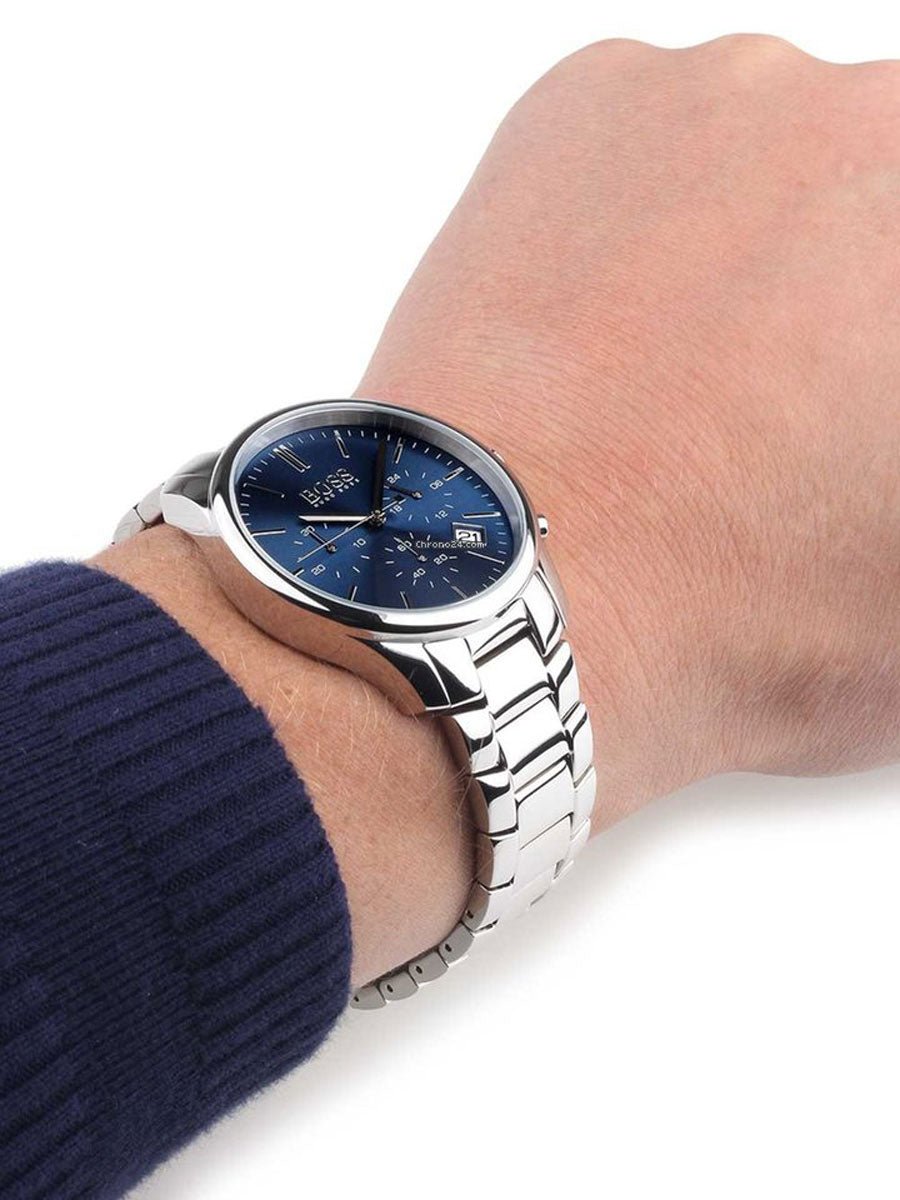  Shop Authentic Hugo Boss Commander Blue Dial Silver Steel Strap Watch for Men - 1513434 - Luxxuri