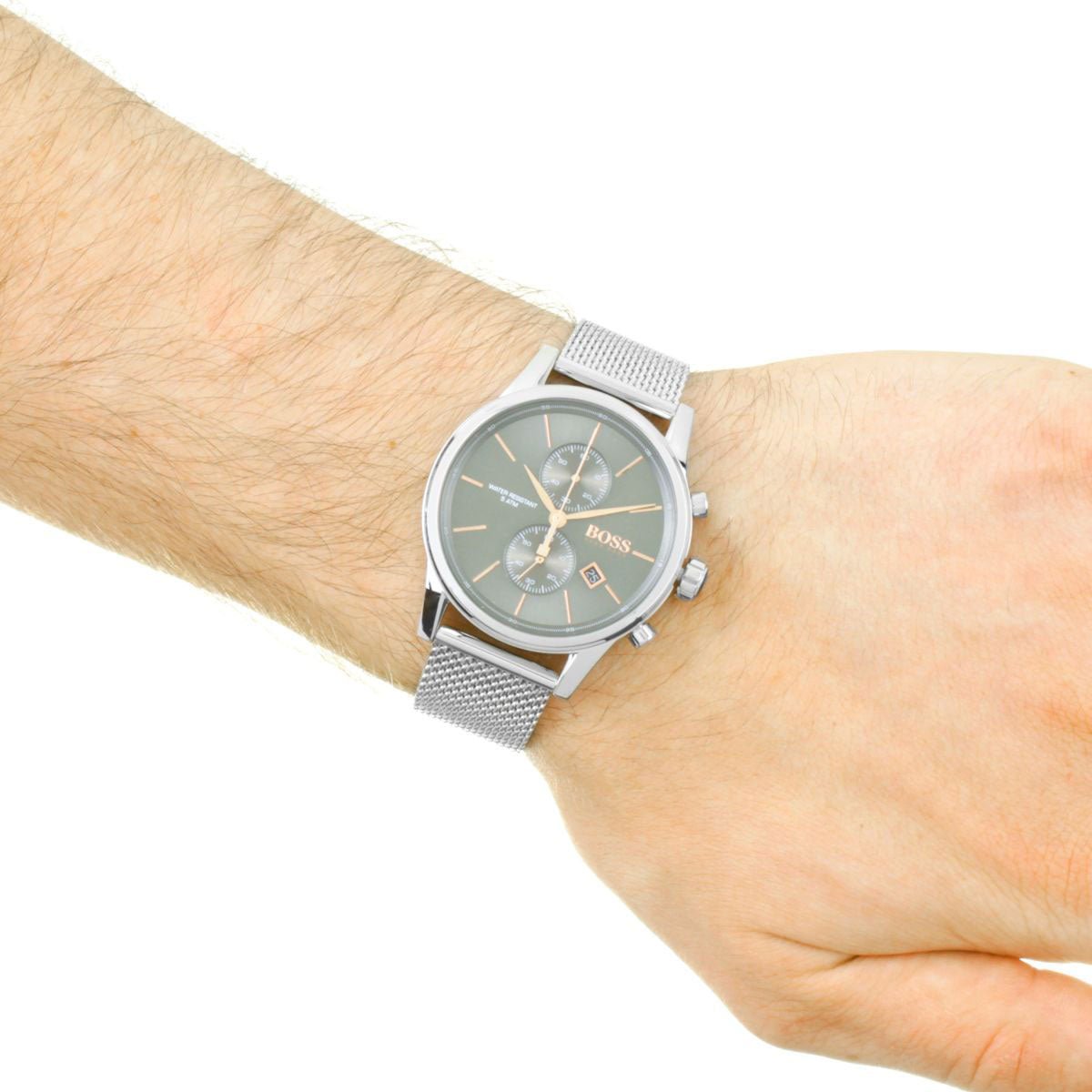  Shop Authentic Hugo Boss Jet Chronograph Grey Dial Silver Mesh Bracelet Watch for Men - 1513440 - Luxxuri