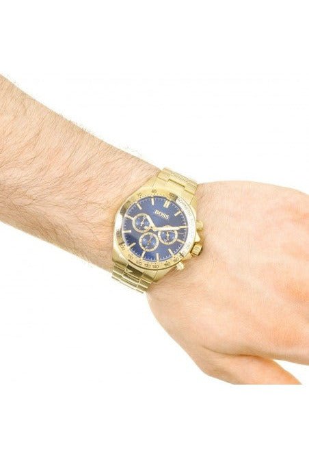  Shop Authentic Hugo Boss Ikon Blue Dial Gold Steel Strap Watch for Men - 1513340 - Luxxuri