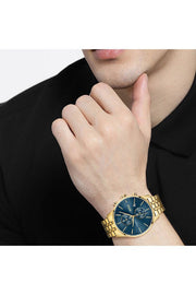  Shop Authentic Hugo Boss Associate Blue Dial Gold Steel Strap Watch for Men - 1513841 - Luxxuri