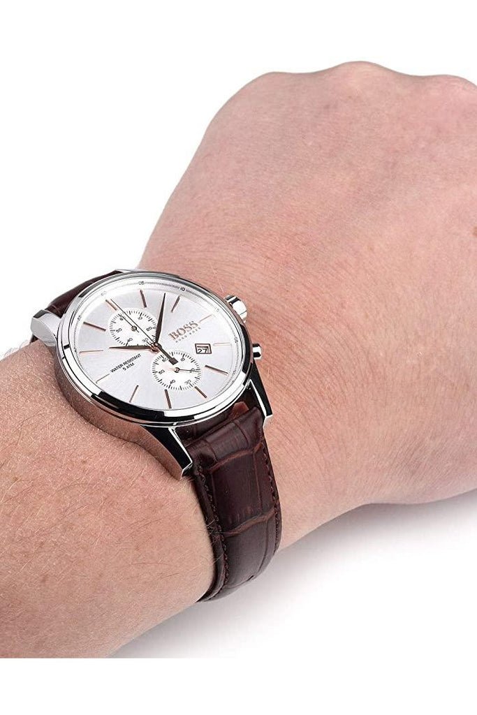  Shop Authentic Hugo Boss Jet White Dial Brown Leather Strap Watch for Men - 1513280 - Luxxuri