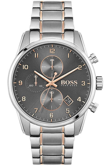  Shop Authentic Hugo Boss Skymaster Grey Dial Two Tone Steel Strap Watch for Men - 1513789 - Luxxuri