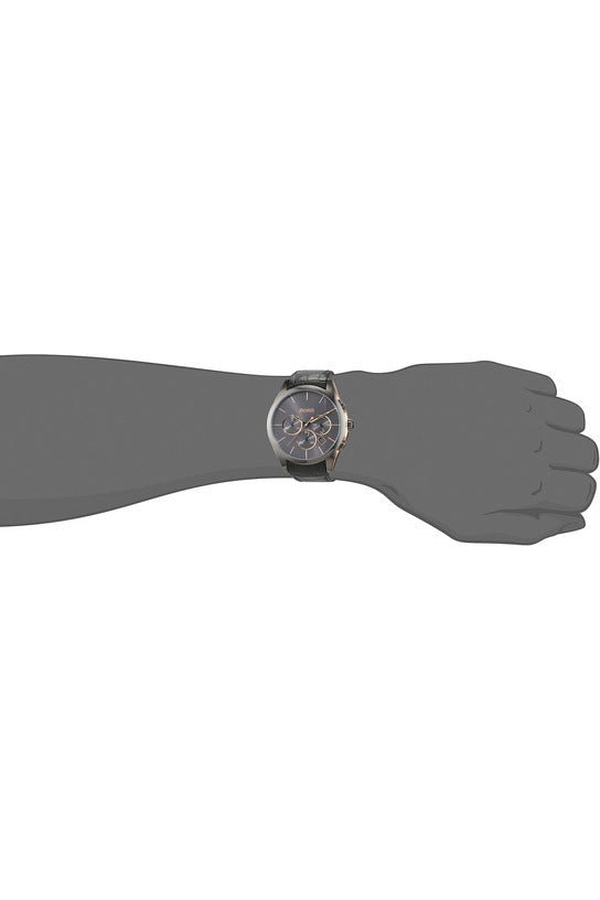  Shop Authentic Hugo Boss Onyx Grey Dial Black Leather Strap Watch for Men - 1513366 - Luxxuri