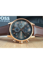  Shop Authentic Hugo Boss Navigator Grey Dial Brown Leather Strap Watch for Men - 1513496 - Luxxuri