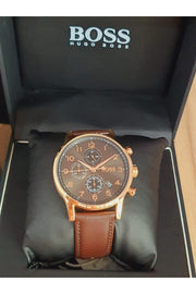  Shop Authentic Hugo Boss Navigator Grey Dial Brown Leather Strap Watch for Men - 1513496 - Luxxuri