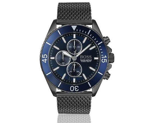  Shop Authentic Hugo Boss Ocean Edition Blue Dial Black Mesh Bracelet Watch for Men - 1513702 - Luxxuri