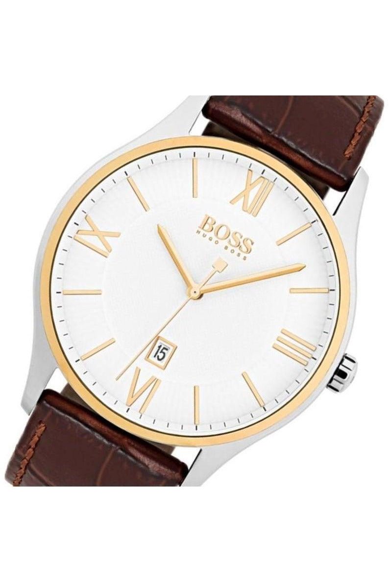  Shop Authentic Hugo Boss Classic White Dial Brown Leather Strap Watch for Men - 1513486 - Luxxuri
