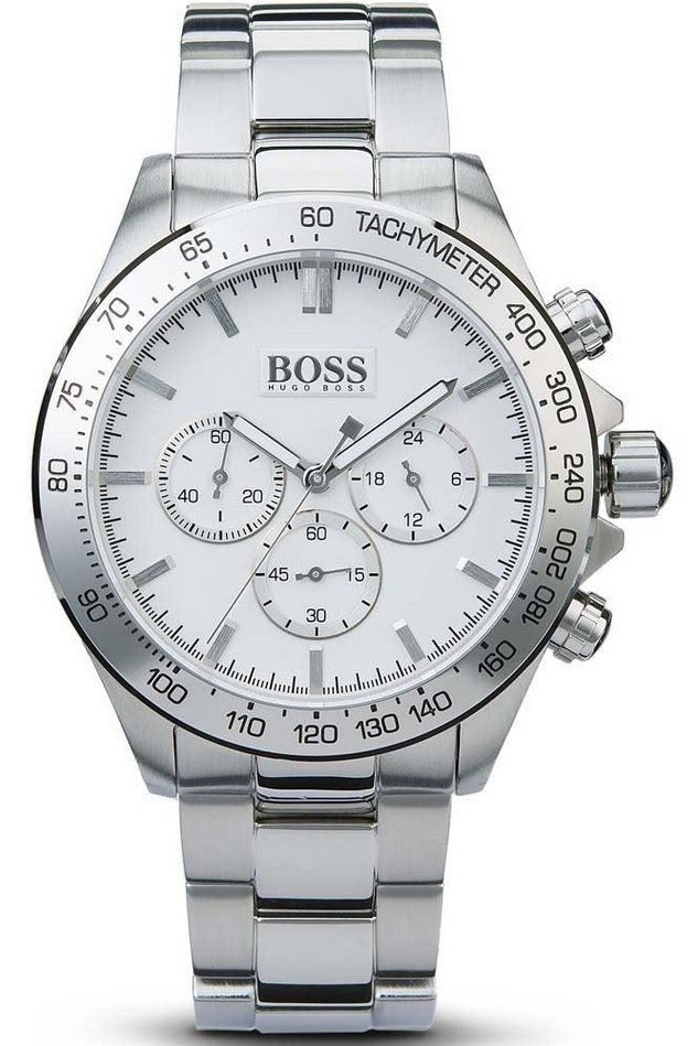  Shop Authentic Hugo Boss Ikon Chronograph White Dial Silver Steel Strap Watch for Men - 1512962 - Luxxuri