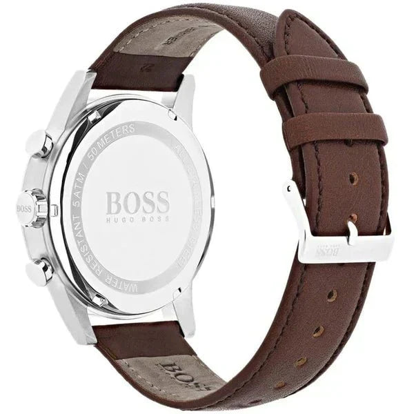  Shop Authentic Hugo Boss Navigator Grey Dial Brown Leather Strap Watch for Men - 1513494 - Luxxuri