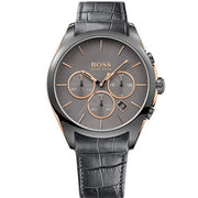  Shop Authentic Hugo Boss Onyx Chronograph Grey Dial Black Leather Strap Watch For Men - HB1513366 - Luxxuri
