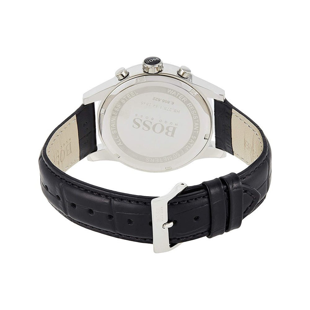  Shop Authentic Hugo Boss Ikon Grey Dial Black Leather Strap Watch for Men - 1513177 - Luxxuri