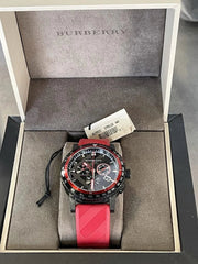  Shop Authentic Burberry The City Chronograph Black Dial Red Rubber Strap Watch For Men - BU9805 - Luxxuri