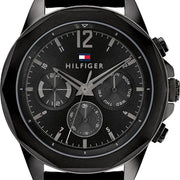  Shop Authentic Tommy Hilfiger Lars Chronograph Black Dial Black Leather Strap Watch For Men - 1792062 - Luxxuri