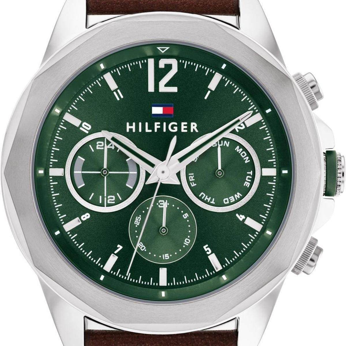  Shop Authentic Tommy Hilfiger Lars Chronograph Green Dial Brown Leather Strap Watch For Men - 1792064 - Luxxuri