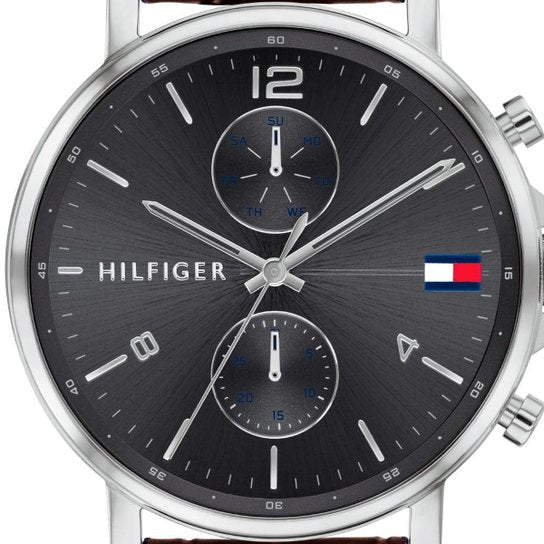  Shop Authentic Tommy Hilfiger Daniel Grey Dial Brown Leather Strap Watch for Men - 1710416 - Luxxuri