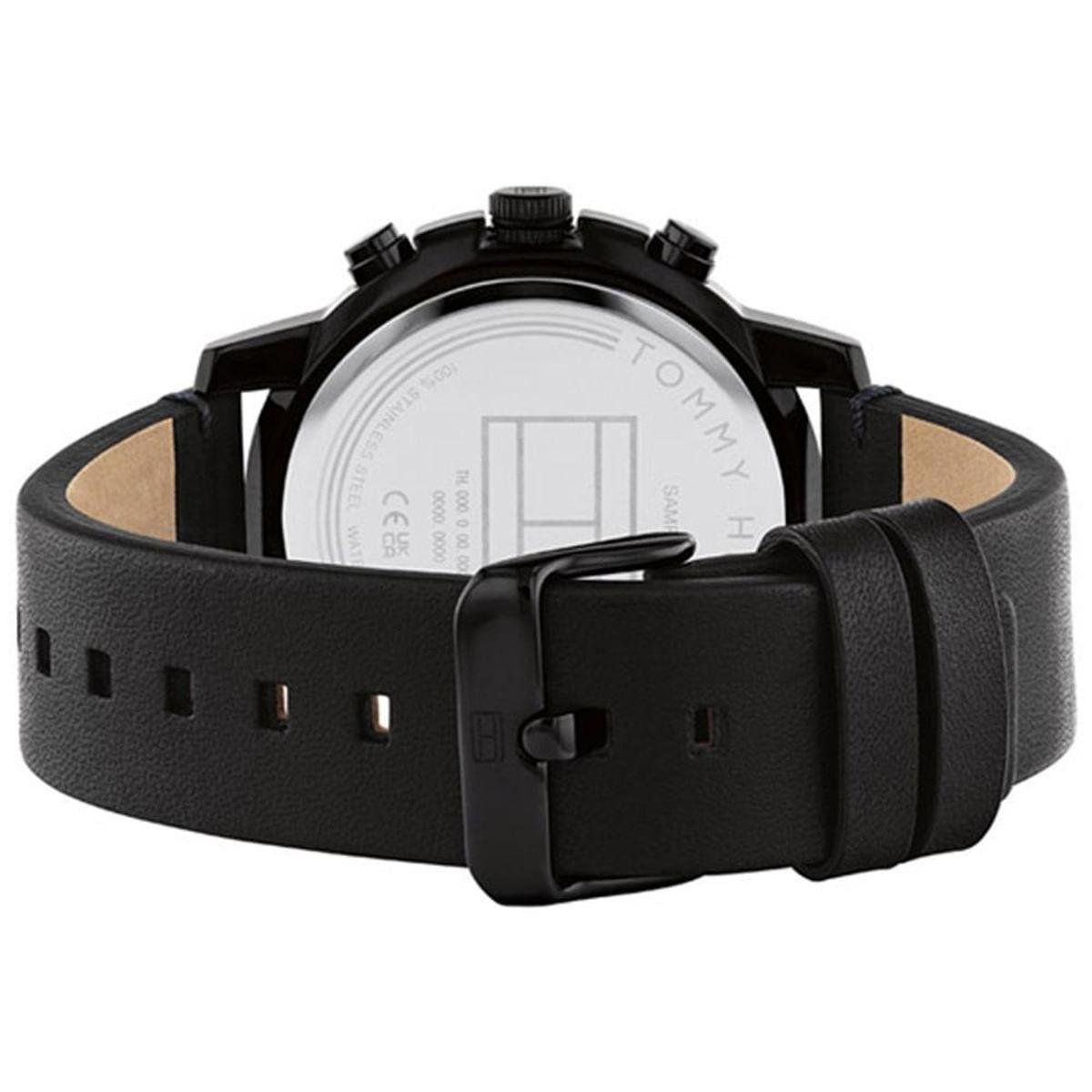  Shop Authentic Tommy Hilfiger Troy Chronograph Black Dial Black Leather Strap Watch For Men - 1792110 - Luxxuri