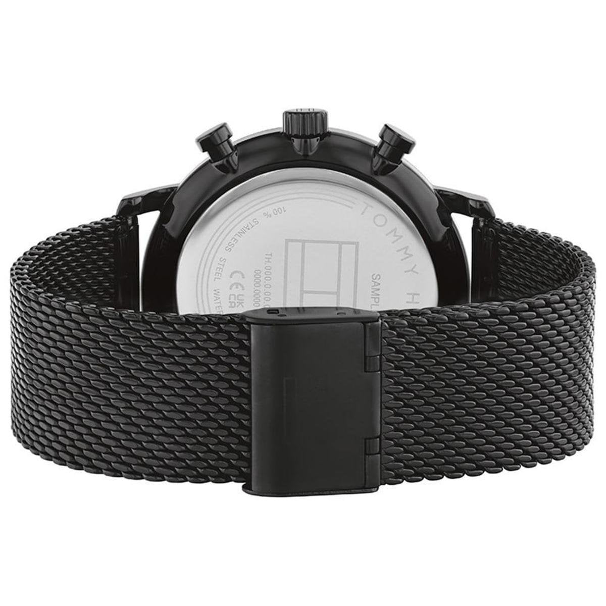  Shop Authentic Tommy Hilfiger Legend Chronograph Gold Dial Black Mesh Bracelet Watch For Men - 1710568 - Luxxuri